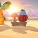 A villager and Wardell the Manatee watch the sun set in Animal Crossing: New Horizons.
